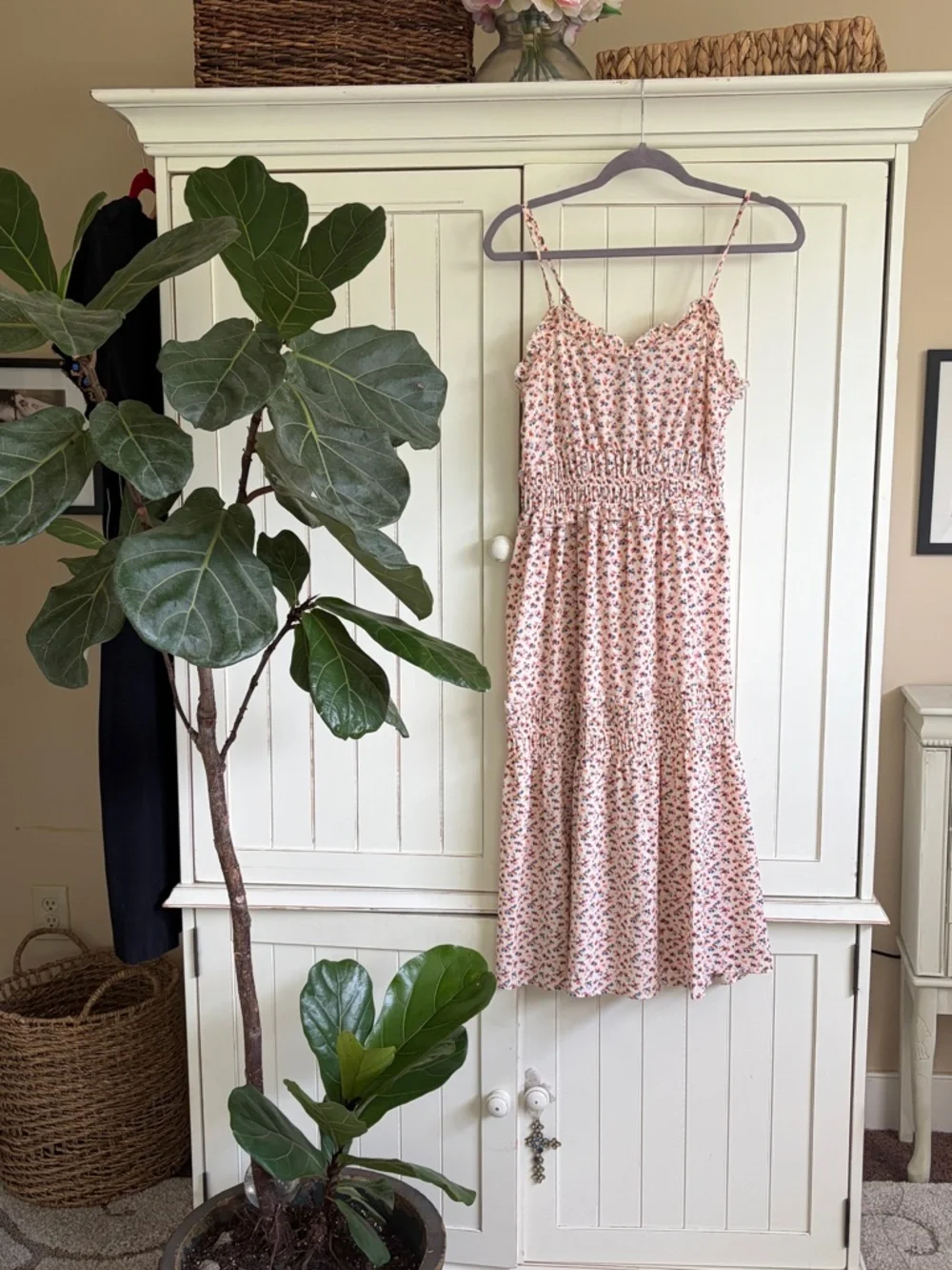 Angie Peach Floral Smocked Sundress - Picture 1 of 4